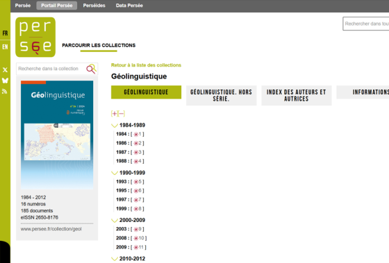Revue Géolinguistique sur Persée : Une Mise en Ligne Historique au Service de la Recherche